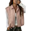 image:imageEVALESS Womens Vest Faux Suede Sleeveless Jackets Fashion Spring 2026 Y2K Cropped Jacket Trendy Streetwear with PocketsParchment