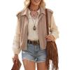 image:imageEVALESS Womens Vest Faux Suede Sleeveless Jackets Fashion Spring 2026 Y2K Cropped Jacket Trendy Streetwear with PocketsParchment