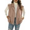 image:imageEVALESS Womens Vest Faux Suede Sleeveless Jackets Fashion Spring 2026 Y2K Cropped Jacket Trendy Streetwear with PocketsParchment