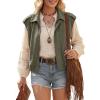 image:imageEVALESS Womens Vest Faux Suede Sleeveless Jackets Fashion Spring 2026 Y2K Cropped Jacket Trendy Streetwear with PocketsSmoke Green