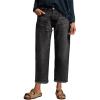 image:imageEVALESS Jeans for Women Stretchy Distressed Washed Straight Leg Frayed Raw Hem Denim Ankle Pants with PocketsBlack