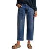 image:imageEVALESS Jeans for Women Stretchy Distressed Washed Straight Leg Frayed Raw Hem Denim Ankle Pants with PocketsDark Blue