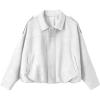 image:imageEVALESS Womens Faux Suede Bomber Jackets Long Sleeve Fall Coats Zip Up Cropped Jacket Trendy Winter Warm OuterwearWhite