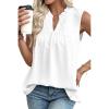 image:imageEVALESS Womens Tops Lace V Neck Dressy Casual Sleeveless Blouses Elegant Swiss Dot Smocked Shirts Spring FashionWhite