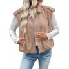 image:imageEVALESS Womens Vest Faux Suede Sleeveless Jackets Fashion Spring 2026 Y2K Cropped Jacket Trendy Streetwear with PocketsParchment
