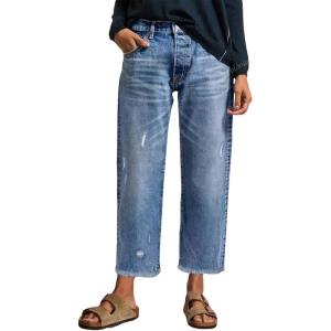 image:imageEVALESS Jeans for Women Stretchy Distressed Washed Straight Leg Frayed Raw Hem Denim Ankle Pants with PocketsSky Blue