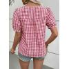 image:imageEVALESS Tops for Women Short Sleeve Tunic Blouse Square Neck Gingham Tops Cotton Blend Plaid Shirt Cute Checkered ShirtRed