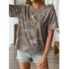 image:imageEVALESS Womens Camo Shirt Summer Graphic Tee Crewneck Short Sleeve Oversized Maple Leaf Camouflage Print TopsBrown Camo
