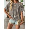 image:imageEVALESS Womens Camo Shirt Summer Graphic Tee Crewneck Short Sleeve Oversized Maple Leaf Camouflage Print TopsBrown Camo
