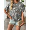 image:imageEVALESS Womens Camo Shirt Summer Graphic Tee Crewneck Short Sleeve Oversized Maple Leaf Camouflage Print TopsDark Gray Camo