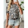 image:imageEVALESS Womens Camo Shirt Summer Graphic Tee Crewneck Short Sleeve Oversized Maple Leaf Camouflage Print TopsDark Gray Camo
