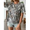 image:imageEVALESS Womens Camo Shirt Summer Graphic Tee Crewneck Short Sleeve Oversized Maple Leaf Camouflage Print TopsDark Gray Camo