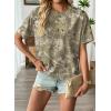 image:imageEVALESS Womens Camo Shirt Summer Graphic Tee Crewneck Short Sleeve Oversized Maple Leaf Camouflage Print TopsGreen Camo
