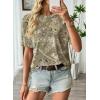image:imageEVALESS Womens Camo Shirt Summer Graphic Tee Crewneck Short Sleeve Oversized Maple Leaf Camouflage Print TopsGreen Camo