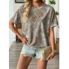 image:imageEVALESS Womens Camo Shirt Summer Graphic Tee Crewneck Short Sleeve Oversized Maple Leaf Camouflage Print TopsGrey Camo