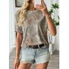 image:imageEVALESS Womens Camo Shirt Summer Graphic Tee Crewneck Short Sleeve Oversized Maple Leaf Camouflage Print TopsGrey Camo