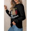 image:imageEVALESS Womens Crewneck Long Sleeve Tops Casual Polka Dots Tops Summer Spring 2026 Tshirts ShirtsI Christmas Black