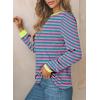 image:imageEVALESS Womens Crewneck Long Sleeve Tops Casual Polka Dots Tops Summer Spring 2026 Tshirts ShirtsI Pink Stripe
