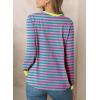 image:imageEVALESS Womens Crewneck Long Sleeve Tops Casual Polka Dots Tops Summer Spring 2026 Tshirts ShirtsI Pink Stripe
