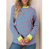 image:imageEVALESS Womens Crewneck Long Sleeve Tops Casual Polka Dots Tops Summer Spring 2026 Tshirts ShirtsI Pink Stripe