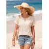 image:imageEVALESS Womens Tops Summer Trendy Dressy Casual Boho V Neck Short Sleeve Shirts Work Business Cute Loose BlousesBeige