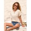 image:imageEVALESS Womens Tops Summer Trendy Dressy Casual Boho V Neck Short Sleeve Shirts Work Business Cute Loose BlousesBeige