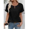 image:imageEVALESS Womens Tops Summer Trendy Dressy Casual Boho V Neck Short Sleeve Shirts Work Business Cute Loose BlousesBlack