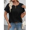 image:imageEVALESS Womens Tops Summer Trendy Dressy Casual Boho V Neck Short Sleeve Shirts Work Business Cute Loose BlousesBlack