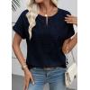 image:imageEVALESS Womens Tops Summer Trendy Dressy Casual Boho V Neck Short Sleeve Shirts Work Business Cute Loose BlousesNavy Blue