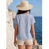 image:imageEVALESS Womens Tops Summer Trendy Dressy Casual Boho V Neck Short Sleeve Shirts Work Business Cute Loose BlousesSky Blue