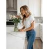 image:imageEVALESS Womens Tops Summer Trendy Dressy Casual Boho V Neck Short Sleeve Shirts Work Business Cute Loose BlousesWhite
