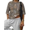 image:imageEVALESS Womens Camo Shirt Summer Graphic Tee Crewneck Short Sleeve Oversized Maple Leaf Camouflage Print TopsBrown Camo