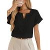 image:imageEVALESS Womens Tops Summer Trendy Dressy Casual Boho V Neck Short Sleeve Shirts Work Business Cute Loose BlousesBlack