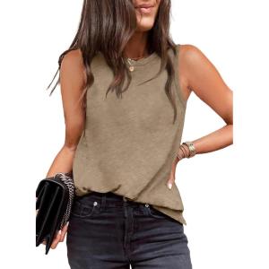 image:imageEVALESS Tank Tops for Women 2026 Spring Summer Outfits Cute Polka Dots Sleeveless Tops Loose Fit ShirtsF Pale Khaki