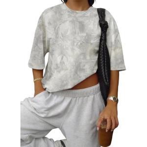 image:imageEVALESS Womens Camo Shirt Summer Graphic Tee Crewneck Short Sleeve Oversized Maple Leaf Camouflage Print TopsWhite Camo