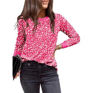 image:imageEVALESS Womens Crewneck Long Sleeve Tops Casual Polka Dots Tops Summer Spring 2026 Tshirts ShirtsD Strawberry Pink