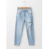 image:imageEVALESS Womens High Waisted Tummy Control Straight Ankle Ripped JeansBeau Blue