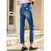 image:imageEVALESS Womens High Waisted Tummy Control Straight Ankle Ripped JeansBlue