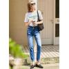 image:imageEVALESS Womens High Waisted Tummy Control Straight Ankle Ripped JeansBlue