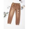 image:imageEVALESS Womens High Waisted Tummy Control Straight Ankle Ripped JeansCamel