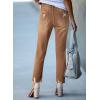 image:imageEVALESS Womens High Waisted Tummy Control Straight Ankle Ripped JeansCamel