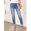 image:imageEVALESS Womens High Waisted Tummy Control Straight Ankle Ripped JeansSky Blue