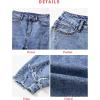 image:imageEVALESS Womens High Waisted Tummy Control Straight Ankle Ripped JeansSky Blue Wash