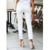 image:imageEVALESS Womens High Waisted Tummy Control Straight Ankle Ripped JeansWhite