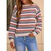 image:imageEVALESS Womens Sweaters Fall Fashion 2025 Long Sleeve Polka Dot Top Cowboy Chic Pullover Sweaters Colorblock OutfitsCamel