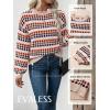 image:imageEVALESS Womens Sweaters Fall Fashion 2025 Long Sleeve Polka Dot Top Cowboy Chic Pullover Sweaters Colorblock OutfitsCamel