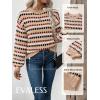 image:imageEVALESS Womens Sweaters Fall Fashion 2025 Long Sleeve Polka Dot Top Cowboy Chic Pullover Sweaters Colorblock OutfitsStraw Yellow