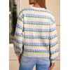image:imageEVALESS Womens Sweaters Fall Fashion 2025 Long Sleeve Polka Dot Top Cowboy Chic Pullover Sweaters Colorblock OutfitsWhite