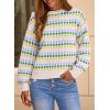 image:imageEVALESS Womens Sweaters Fall Fashion 2025 Long Sleeve Polka Dot Top Cowboy Chic Pullover Sweaters Colorblock OutfitsWhite