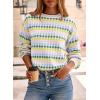 image:imageEVALESS Womens Sweaters Fall Fashion 2025 Long Sleeve Polka Dot Top Cowboy Chic Pullover Sweaters Colorblock OutfitsWhite